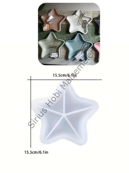 Deniz Yıldızı Şeklinde Epoksi & Alçı Silikon Kalıbı – 15,5 cm Derin Tabak / Dekor Kalıbı