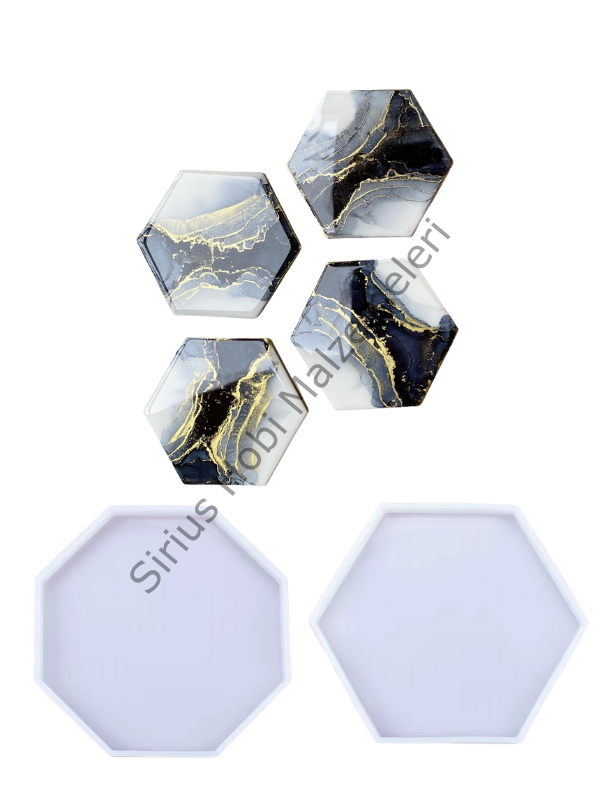 Epoksi Alçı Altıgen – Sekizgen Bardak Altlığı Silikon Kalıbı