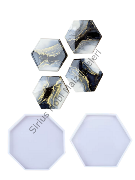 Epoksi Alçı Altıgen – Sekizgen Bardak Altlığı Silikon Kalıbı