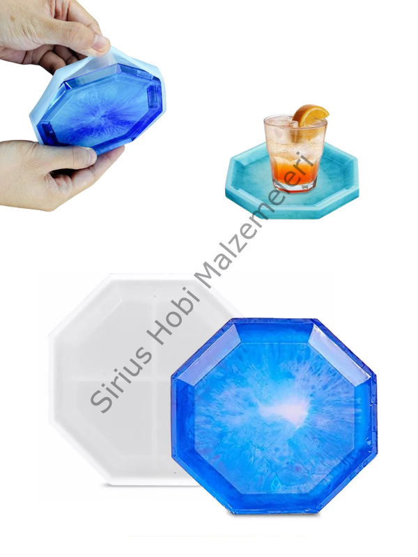Sekizgen Epoksi & Alçı Bardak Altlığı Silikon Kalıbı – 11 cm