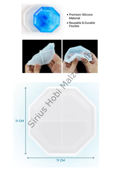 Sekizgen Epoksi & Alçı Bardak Altlığı Silikon Kalıbı – 11 cm