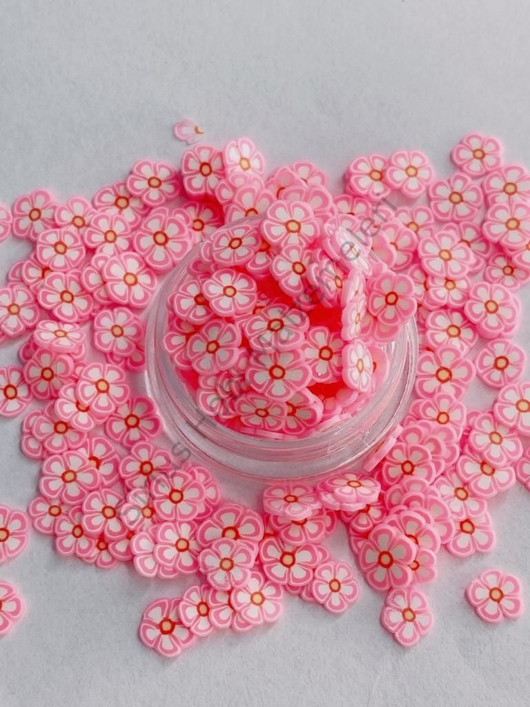 Epoksi Polimer Kil Süslemeler (Fimo Dilimleri) Pembe Çiçekler 4gr