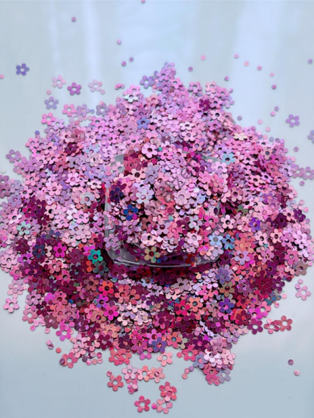 Epoksi Reçine Lila Flowers Tırnak Makyaj  Chunky Glitter 3 gr Hologramlı Sim