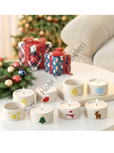 Yılbaşı Tealight Mumluk Silikon Kalıbı 4'lü – Alçı Epoksi Mumluk Kalıbı
